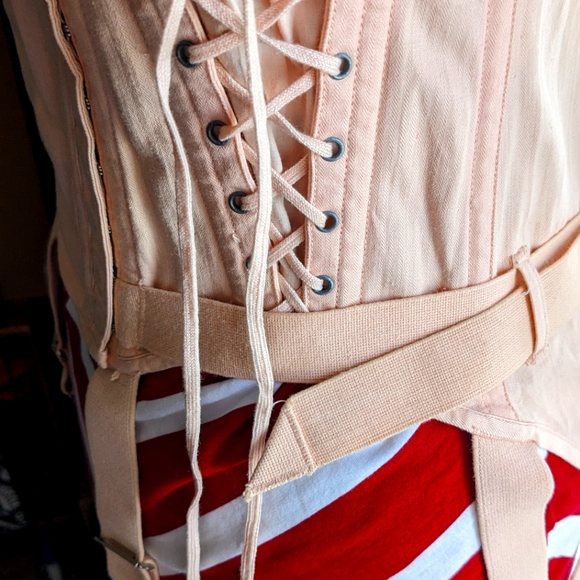 Camp Medical Corset Garter Belt Vintage Pink Cotton - Picture 2 of 6